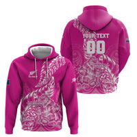 Custom New Zealand Rugby Silver Fern Hoodie Aotearoa Kiwi Maori Pink Version - Wonder Print Shop