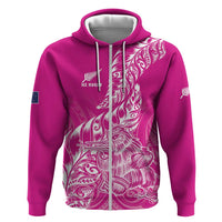 Custom New Zealand Rugby Silver Fern Hoodie Aotearoa Kiwi Maori Pink Version - Wonder Print Shop