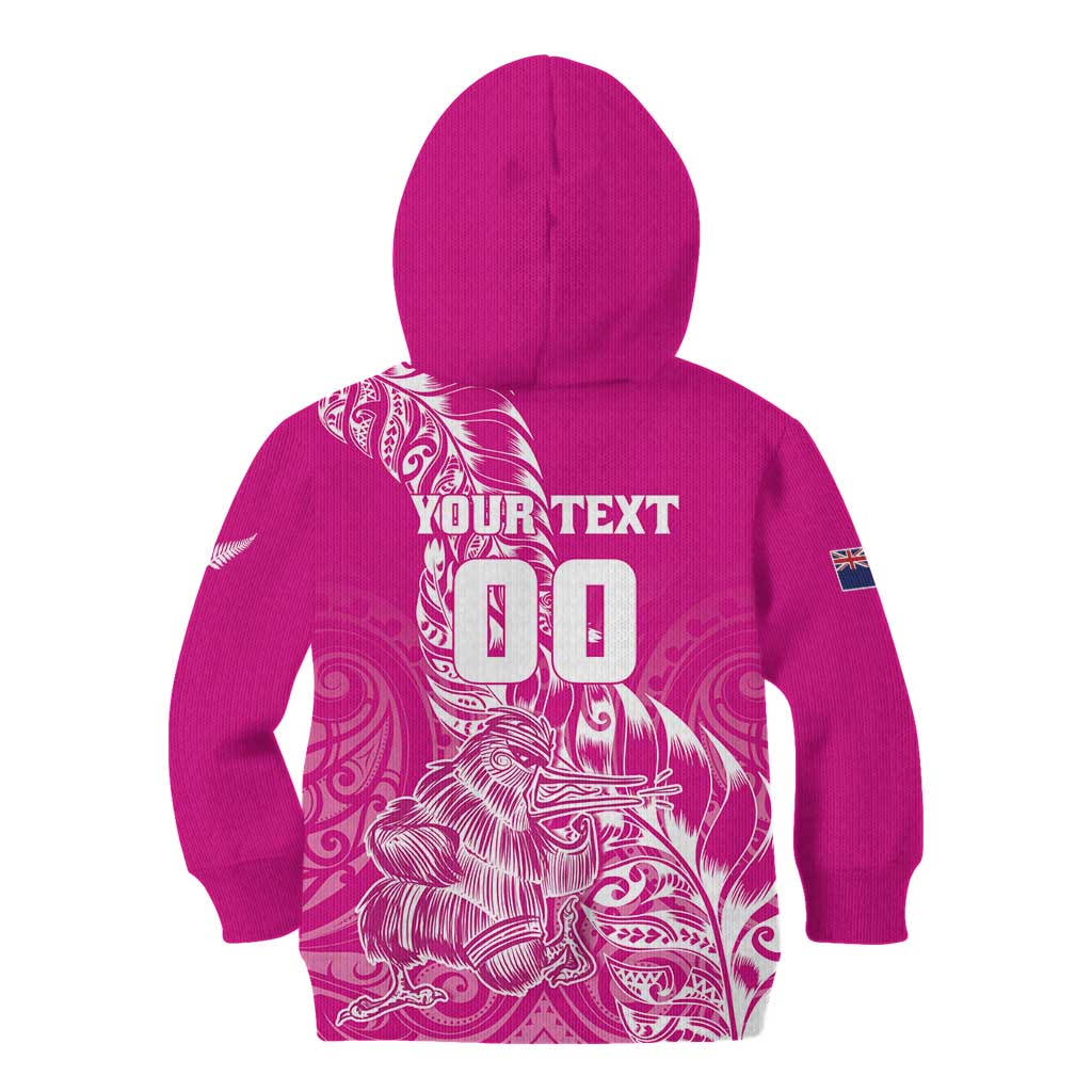 Custom New Zealand Rugby Silver Fern Kid Hoodie Aotearoa Kiwi Maori Pink Version - Wonder Print Shop