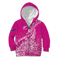 Custom New Zealand Rugby Silver Fern Kid Hoodie Aotearoa Kiwi Maori Pink Version - Wonder Print Shop