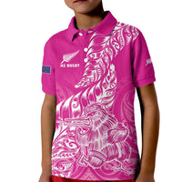 Custom New Zealand Rugby Silver Fern Kid Polo Shirt Aotearoa Kiwi Maori Pink Version - Wonder Print Shop