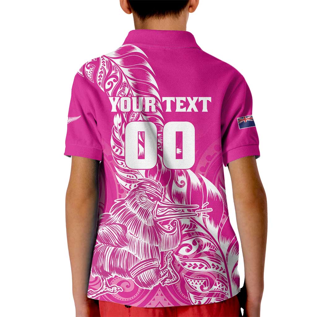 Custom New Zealand Rugby Silver Fern Kid Polo Shirt Aotearoa Kiwi Maori Pink Version - Wonder Print Shop