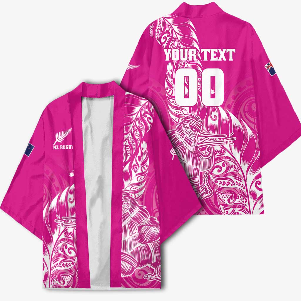 Custom New Zealand Rugby Silver Fern Kimono Aotearoa Kiwi Maori Pink Version - Wonder Print Shop