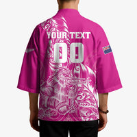 Custom New Zealand Rugby Silver Fern Kimono Aotearoa Kiwi Maori Pink Version - Wonder Print Shop