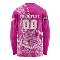 Custom New Zealand Rugby Silver Fern Long Sleeve Shirt Aotearoa Kiwi Maori Pink Version - Wonder Print Shop