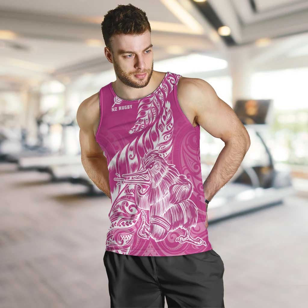 Custom New Zealand Rugby Silver Fern Men Tank Top Aotearoa Kiwi Maori Pink Version - Wonder Print Shop