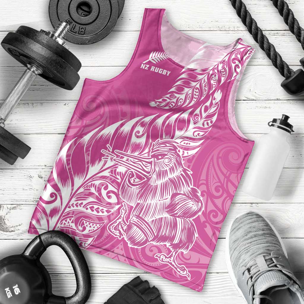 Custom New Zealand Rugby Silver Fern Men Tank Top Aotearoa Kiwi Maori Pink Version - Wonder Print Shop