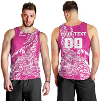 Custom New Zealand Rugby Silver Fern Men Tank Top Aotearoa Kiwi Maori Pink Version - Wonder Print Shop