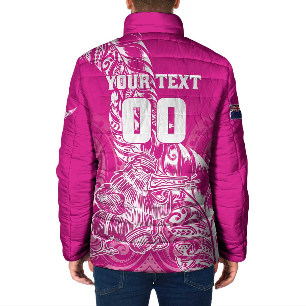 Custom New Zealand Rugby Silver Fern Padded Jacket Aotearoa Kiwi Maori Pink Version - Wonder Print Shop