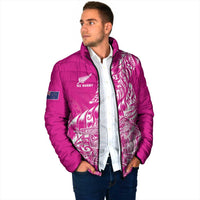 Custom New Zealand Rugby Silver Fern Padded Jacket Aotearoa Kiwi Maori Pink Version - Wonder Print Shop