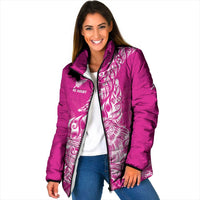 Custom New Zealand Rugby Silver Fern Padded Jacket Aotearoa Kiwi Maori Pink Version - Wonder Print Shop