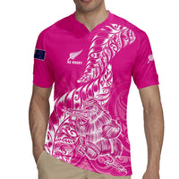 Custom New Zealand Rugby Silver Fern Rugby Jersey Aotearoa Kiwi Maori Pink Version - Wonder Print Shop