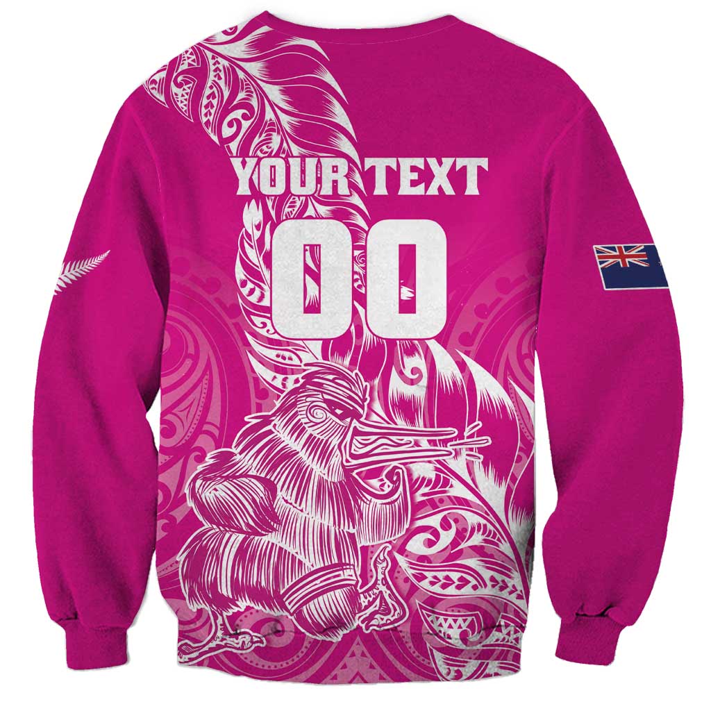 Custom New Zealand Rugby Silver Fern Sweatshirt Aotearoa Kiwi Maori Pink Version - Wonder Print Shop