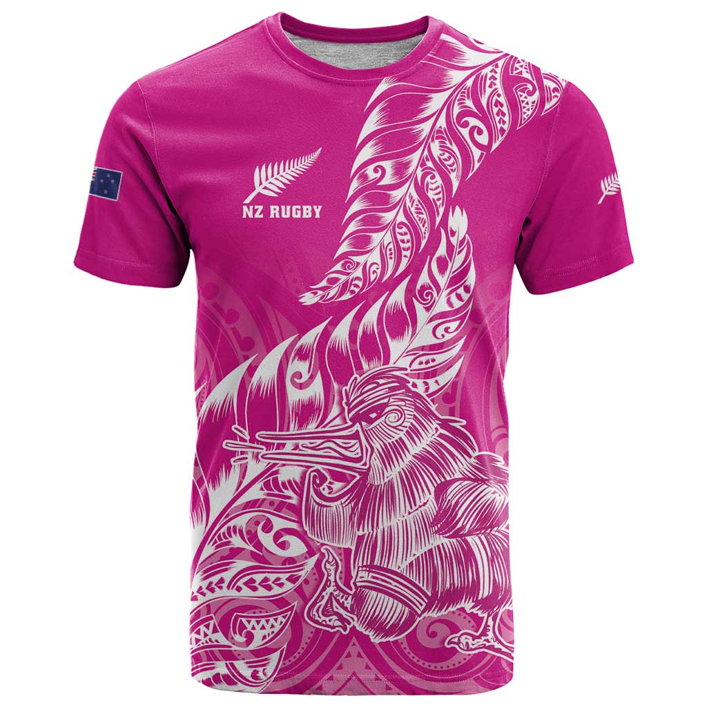 Custom New Zealand Rugby Silver Fern T Shirt Aotearoa Kiwi Maori Pink Version - Wonder Print Shop