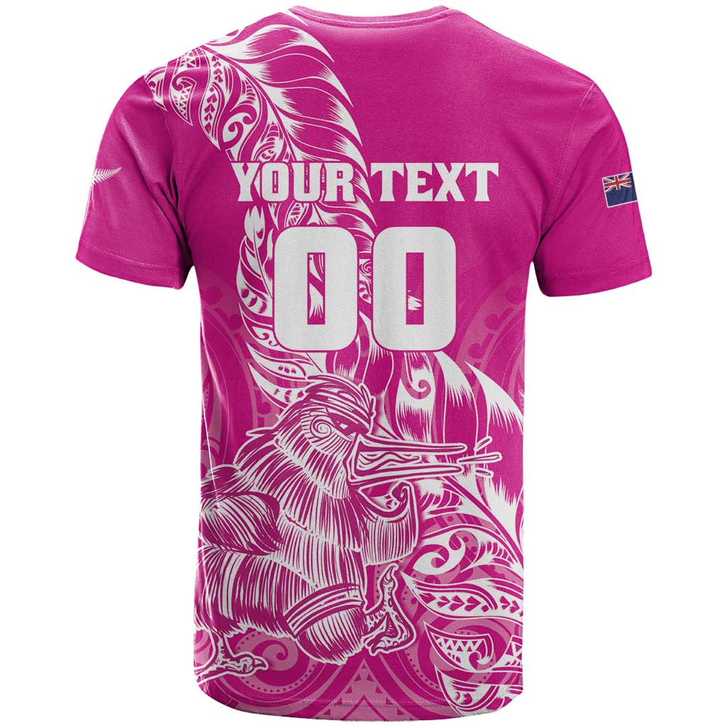 Custom New Zealand Rugby Silver Fern T Shirt Aotearoa Kiwi Maori Pink Version - Wonder Print Shop