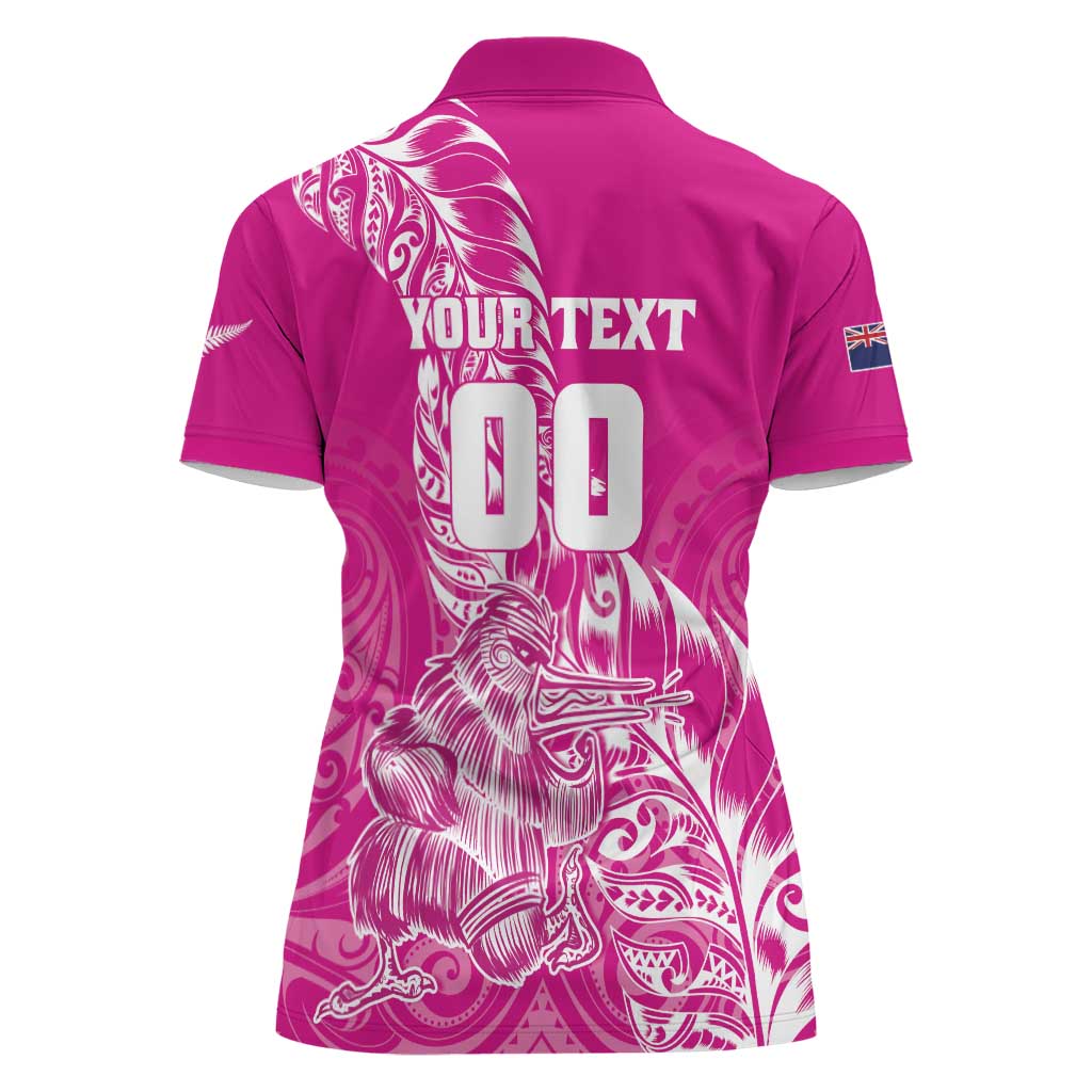 Custom New Zealand Rugby Silver Fern Women Polo Shirt Aotearoa Kiwi Maori Pink Version - Wonder Print Shop