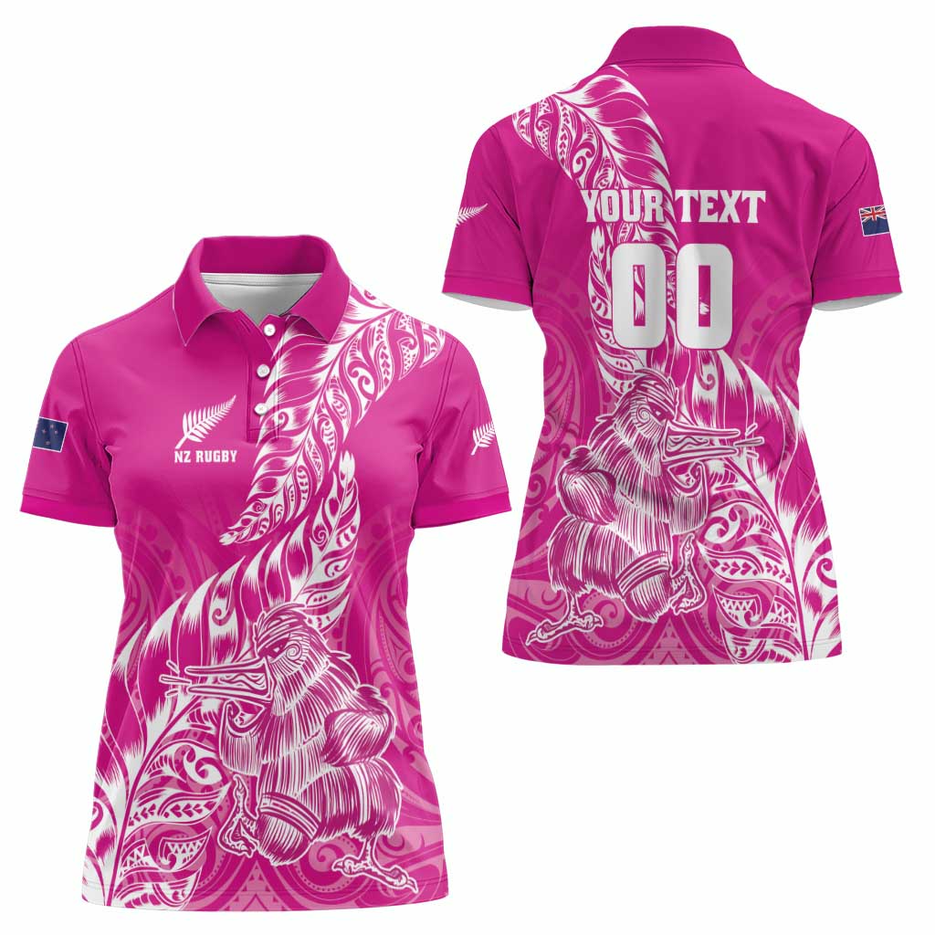 Custom New Zealand Rugby Silver Fern Women Polo Shirt Aotearoa Kiwi Maori Pink Version - Wonder Print Shop