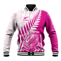 Custom New Zealand Rugby Silver Fern Baseball Jacket Aotearoa Maori Pink Version - Wonder Print Shop