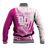 Custom New Zealand Rugby Silver Fern Baseball Jacket Aotearoa Maori Pink Version - Wonder Print Shop