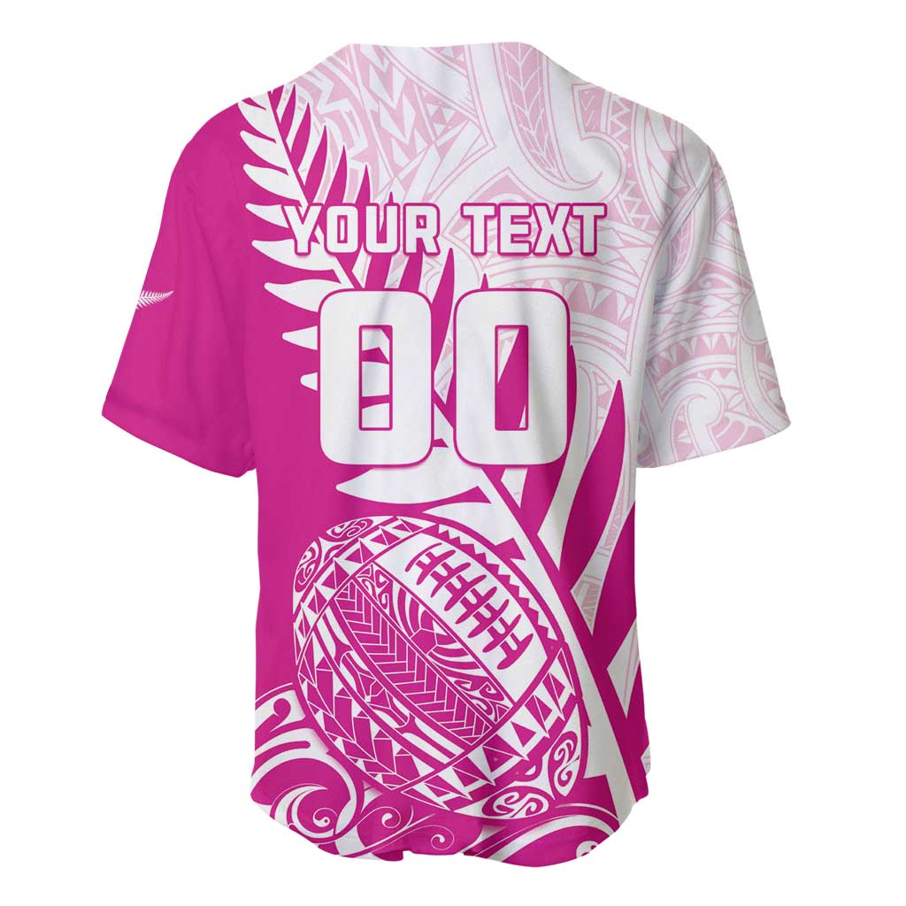 Custom New Zealand Rugby Silver Fern Baseball Jersey Aotearoa Maori Pink Version - Wonder Print Shop
