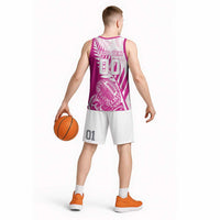 Custom New Zealand Rugby Silver Fern Basketball Jersey Aotearoa Maori Pink Version - Wonder Print Shop