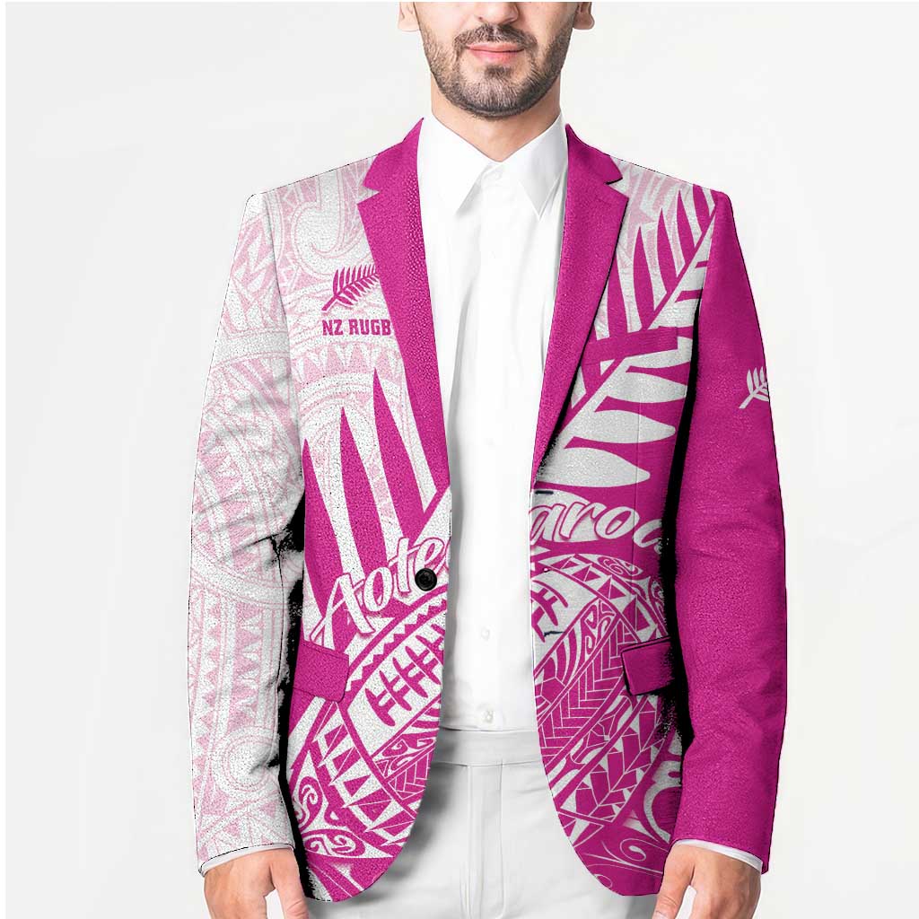 Custom New Zealand Rugby Silver Fern Blazer Aotearoa Maori Pink Version - Wonder Print Shop