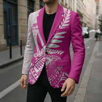 Custom New Zealand Rugby Silver Fern Blazer Aotearoa Maori Pink Version - Wonder Print Shop