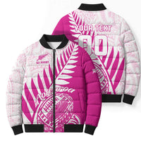 Custom New Zealand Rugby Silver Fern Bomber Puffer Jacket Aotearoa Maori Pink Version - Wonder Print Shop