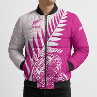 Custom New Zealand Rugby Silver Fern Bomber Puffer Jacket Aotearoa Maori Pink Version - Wonder Print Shop