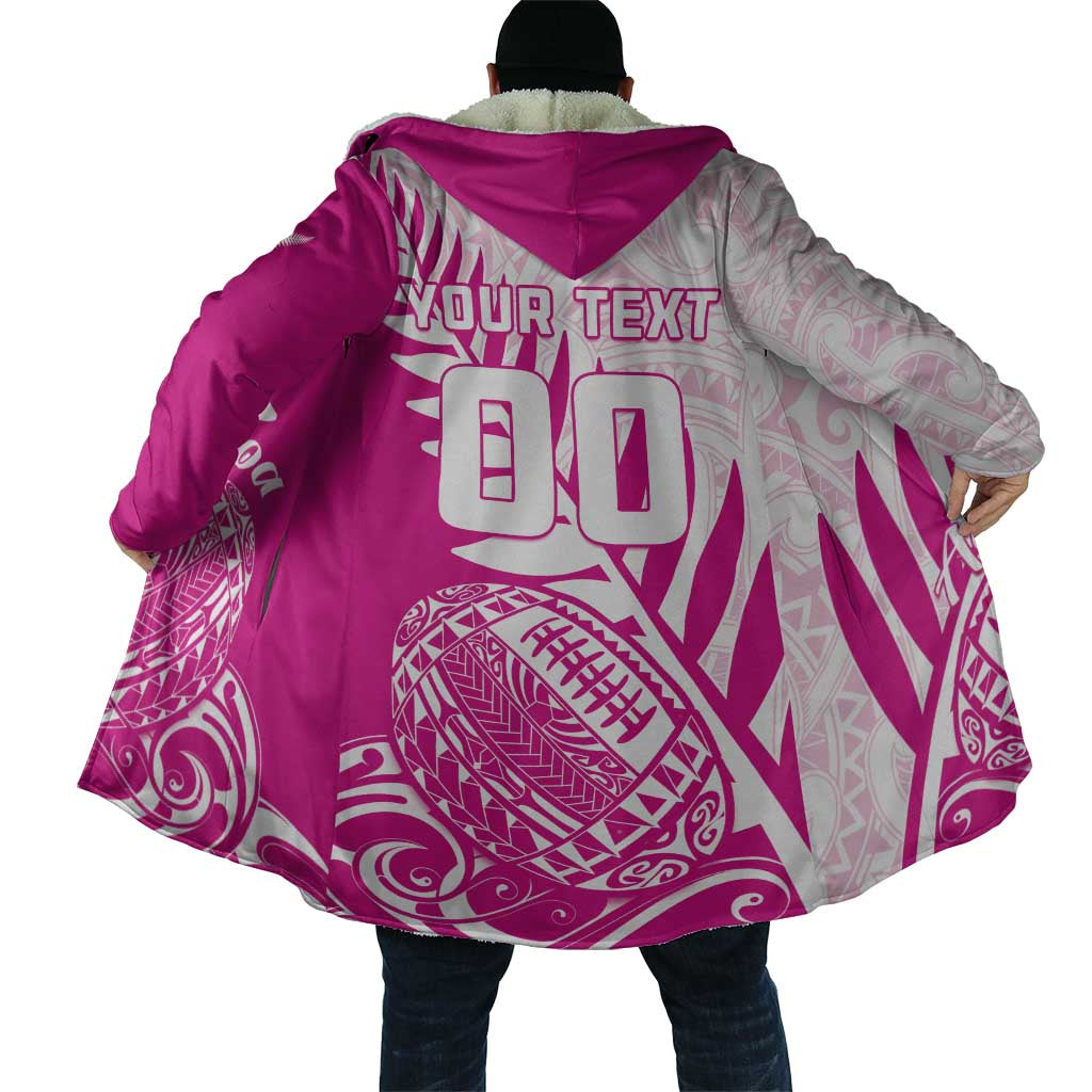 Custom New Zealand Rugby Silver Fern Cloak Aotearoa Maori Pink Version - Wonder Print Shop