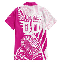Custom New Zealand Rugby Silver Fern Hawaiian Shirt Aotearoa Maori Pink Version - Wonder Print Shop
