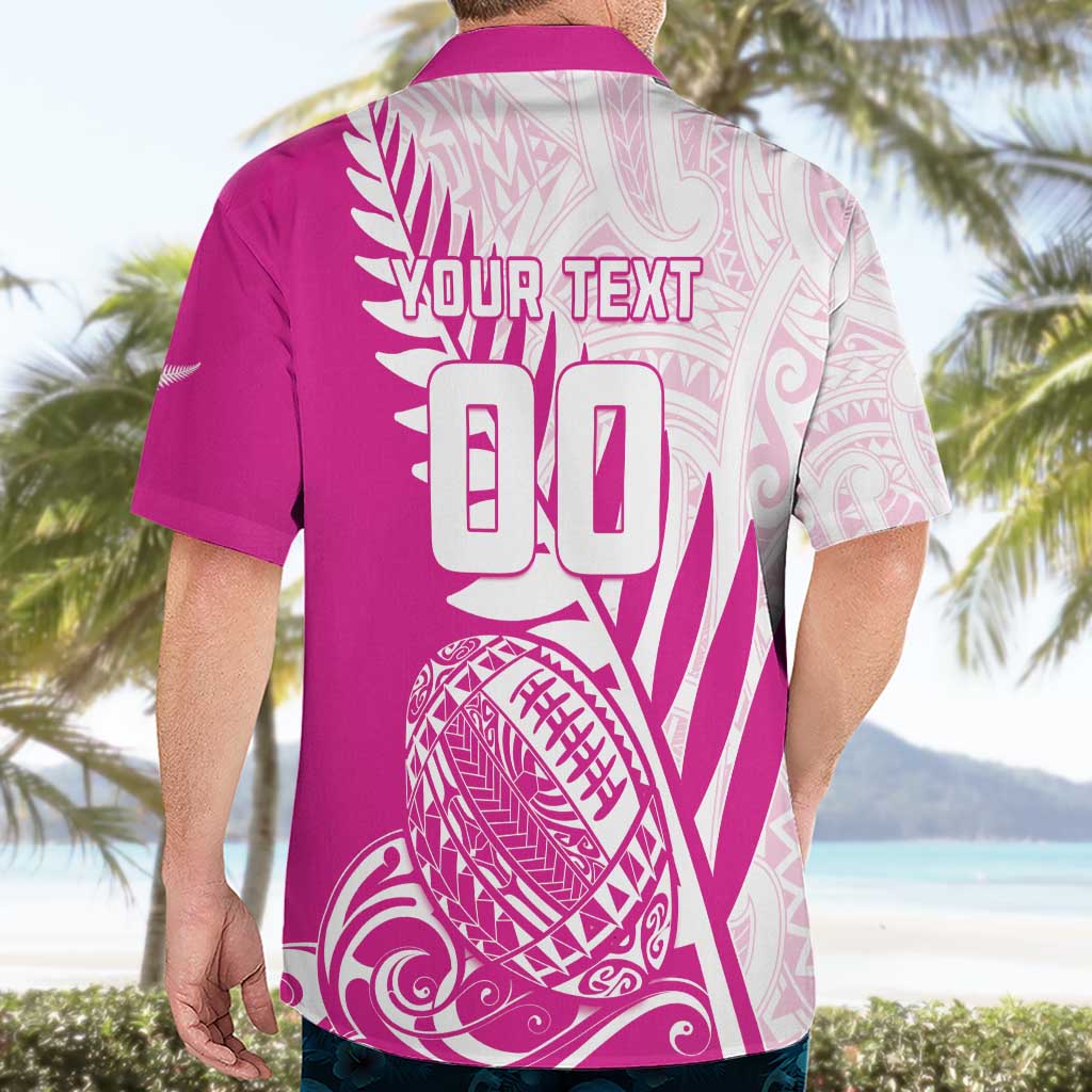 Custom New Zealand Rugby Silver Fern Hawaiian Shirt Aotearoa Maori Pink Version - Wonder Print Shop