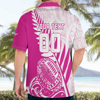 Custom New Zealand Rugby Silver Fern Hawaiian Shirt Aotearoa Maori Pink Version - Wonder Print Shop