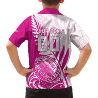 Custom New Zealand Rugby Silver Fern Hawaiian Shirt Aotearoa Maori Pink Version - Wonder Print Shop