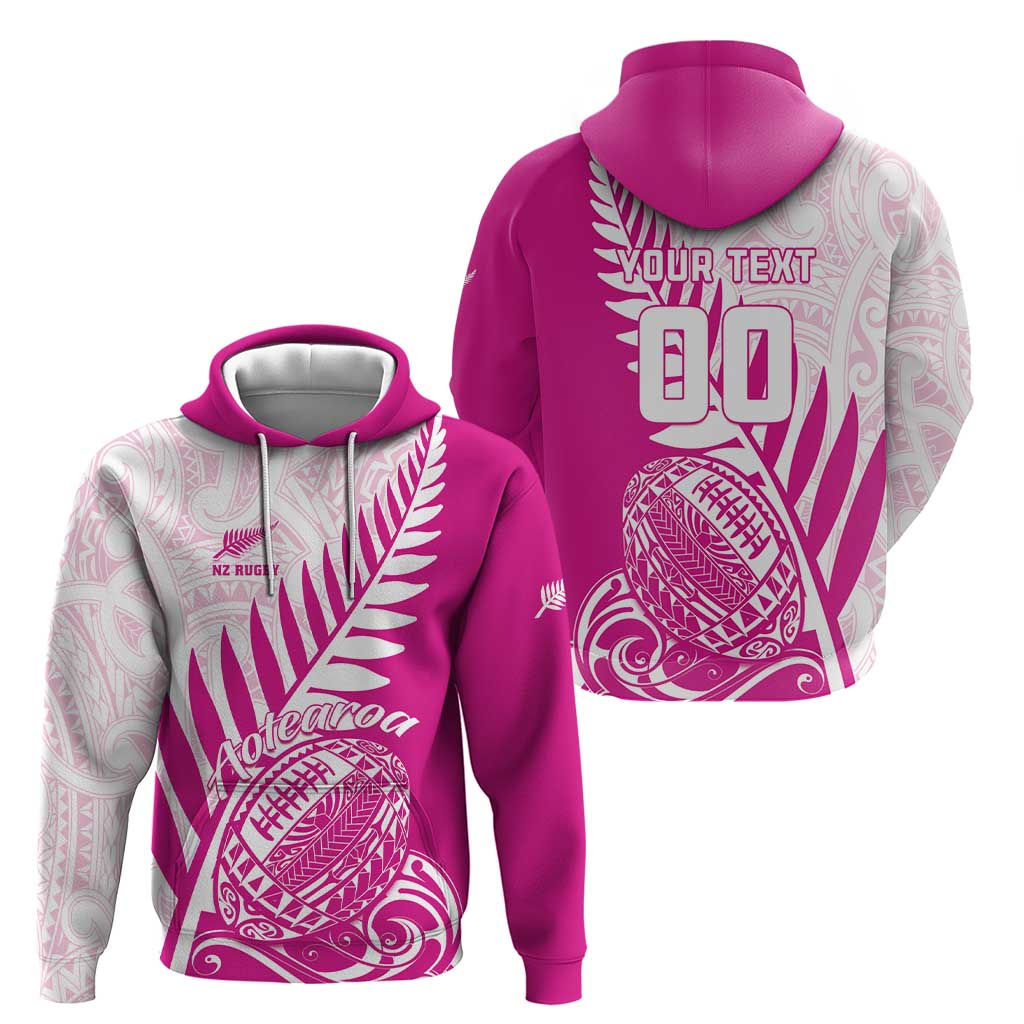 Custom New Zealand Rugby Silver Fern Hoodie Aotearoa Maori Pink Version - Wonder Print Shop