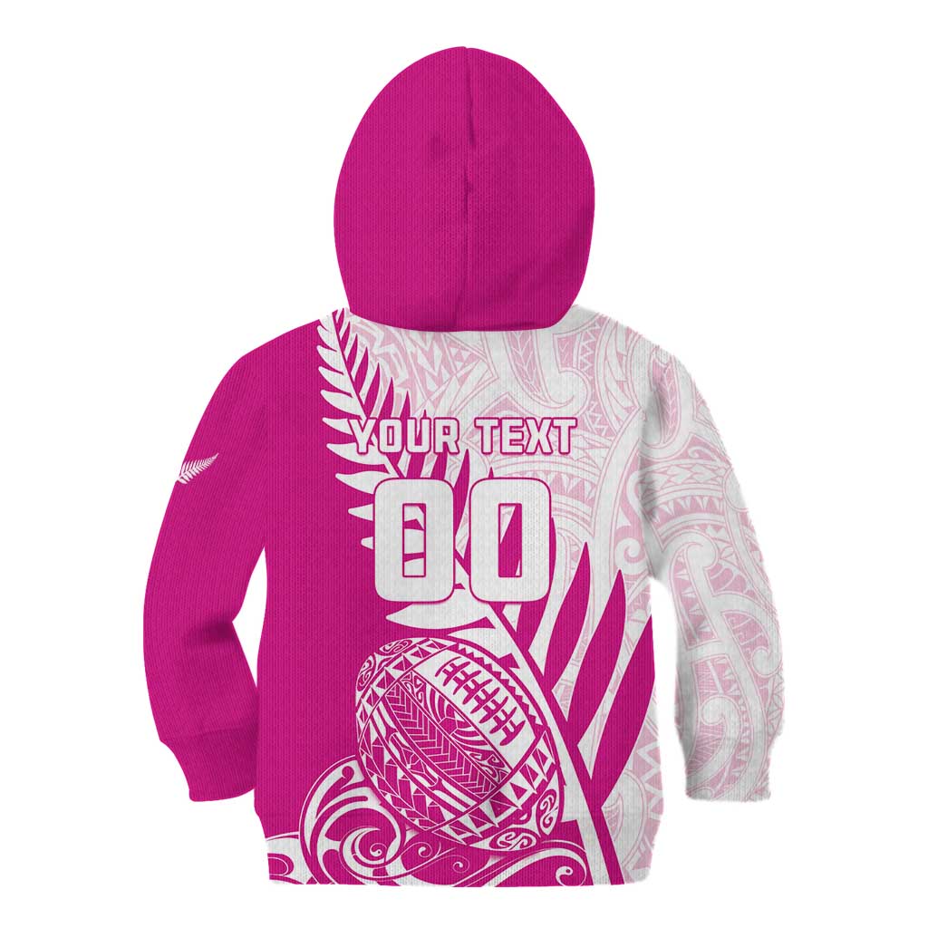Custom New Zealand Rugby Silver Fern Kid Hoodie Aotearoa Maori Pink Version - Wonder Print Shop