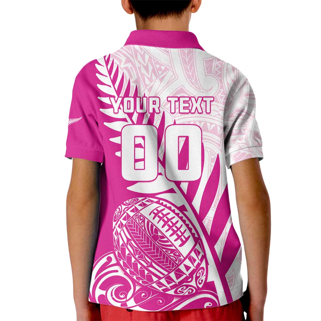 Custom New Zealand Rugby Silver Fern Kid Polo Shirt Aotearoa Maori Pink Version - Wonder Print Shop
