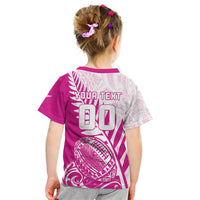 Custom New Zealand Rugby Silver Fern Kid T Shirt Aotearoa Maori Pink Version - Wonder Print Shop