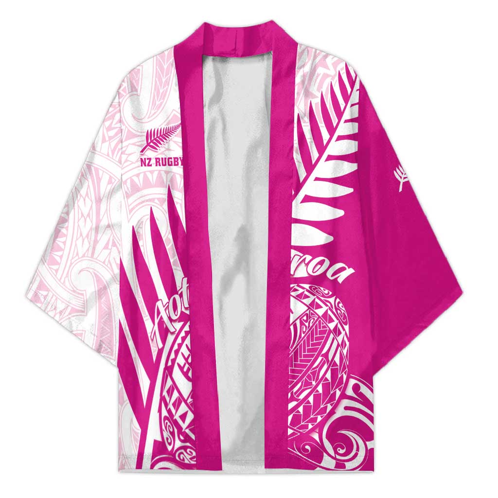 Custom New Zealand Rugby Silver Fern Kimono Aotearoa Maori Pink Version - Wonder Print Shop