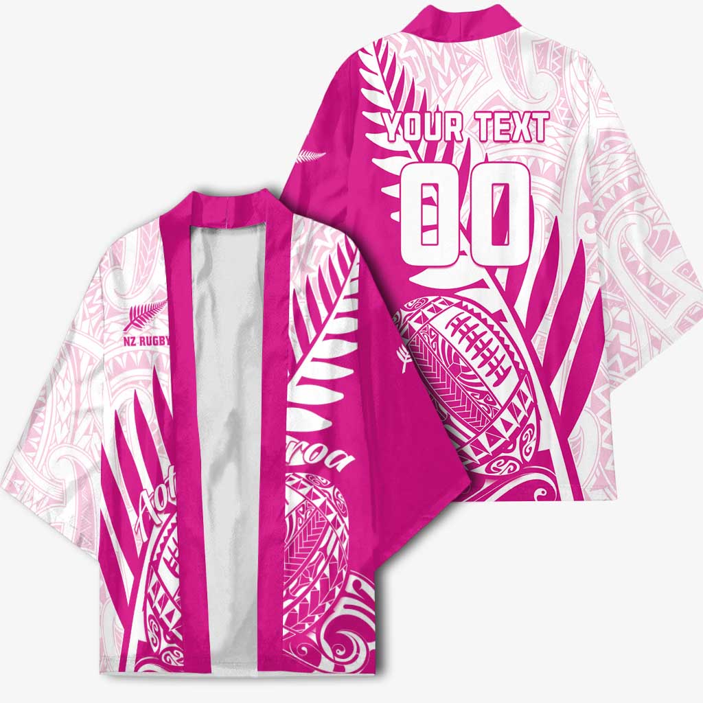 Custom New Zealand Rugby Silver Fern Kimono Aotearoa Maori Pink Version - Wonder Print Shop