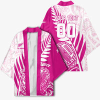 Custom New Zealand Rugby Silver Fern Kimono Aotearoa Maori Pink Version - Wonder Print Shop