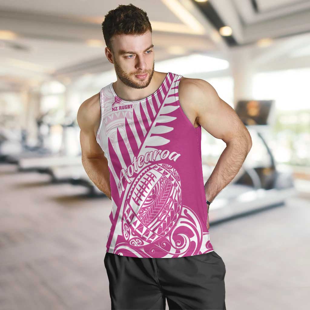 Custom New Zealand Rugby Silver Fern Men Tank Top Aotearoa Maori Pink Version - Wonder Print Shop