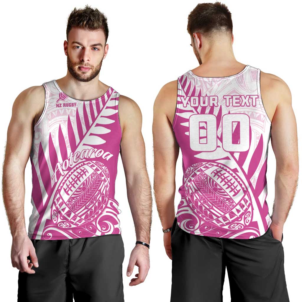 Custom New Zealand Rugby Silver Fern Men Tank Top Aotearoa Maori Pink Version - Wonder Print Shop