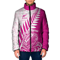 Custom New Zealand Rugby Silver Fern Padded Jacket Aotearoa Maori Pink Version - Wonder Print Shop