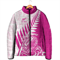 Custom New Zealand Rugby Silver Fern Padded Jacket Aotearoa Maori Pink Version - Wonder Print Shop