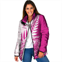 Custom New Zealand Rugby Silver Fern Padded Jacket Aotearoa Maori Pink Version - Wonder Print Shop