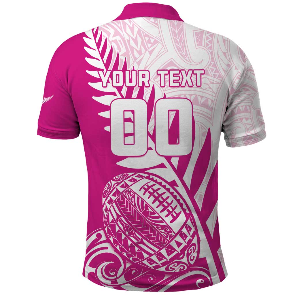 Custom New Zealand Rugby Silver Fern Polo Shirt Aotearoa Maori Pink Version - Wonder Print Shop