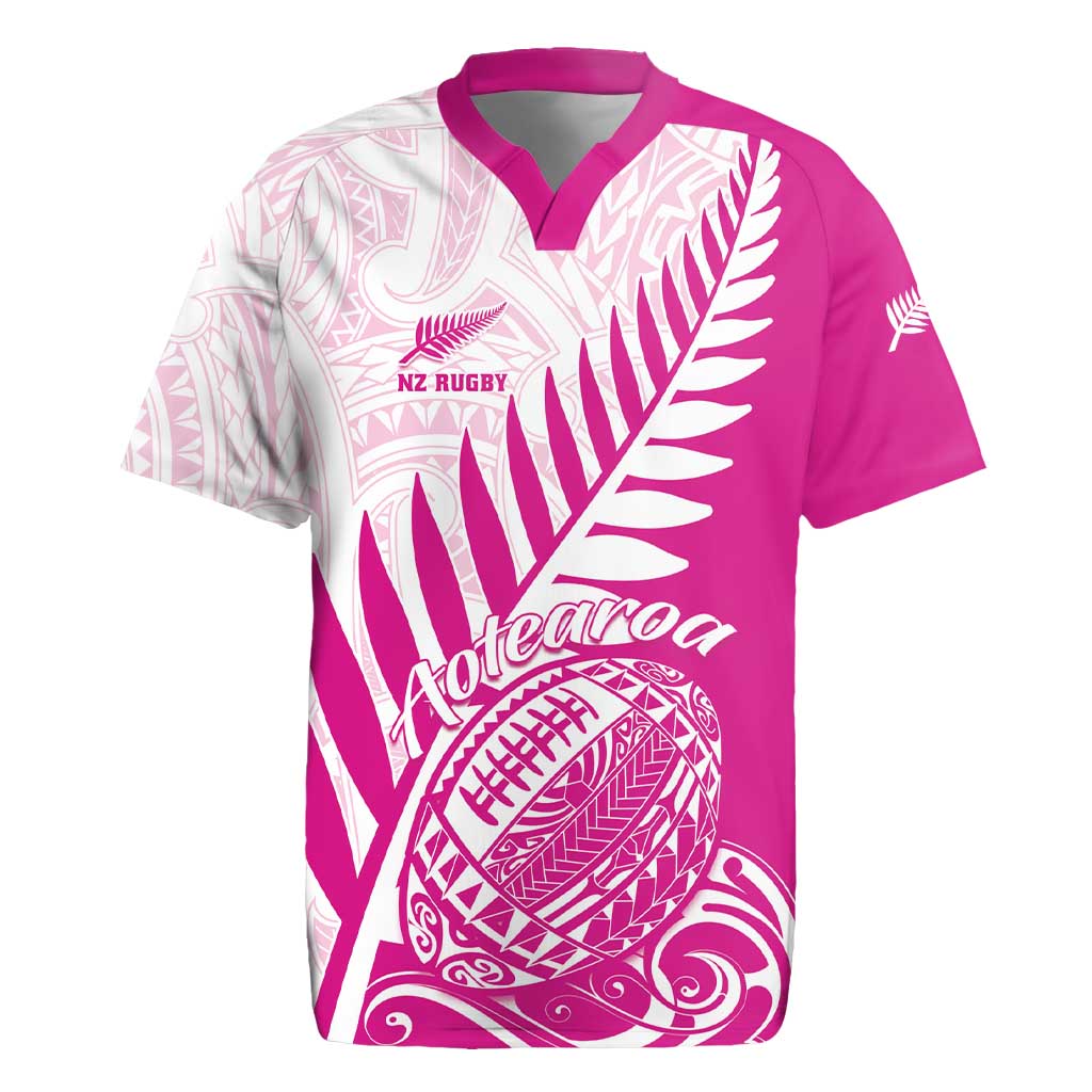 Custom New Zealand Rugby Silver Fern Rugby Jersey Aotearoa Maori Pink Version - Wonder Print Shop