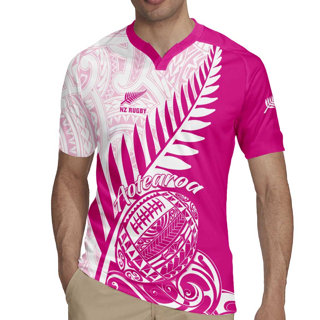 Custom New Zealand Rugby Silver Fern Rugby Jersey Aotearoa Maori Pink Version - Wonder Print Shop