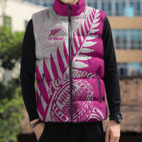 Custom New Zealand Rugby Silver Fern Sleeveless Puffer Jacket Aotearoa Maori Pink Version - Wonder Print Shop